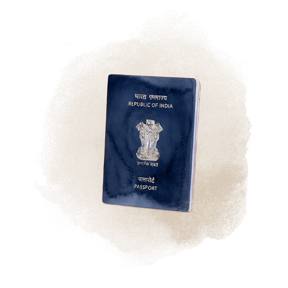 A watercolour illustration of Ayshka's object of memory: her passport